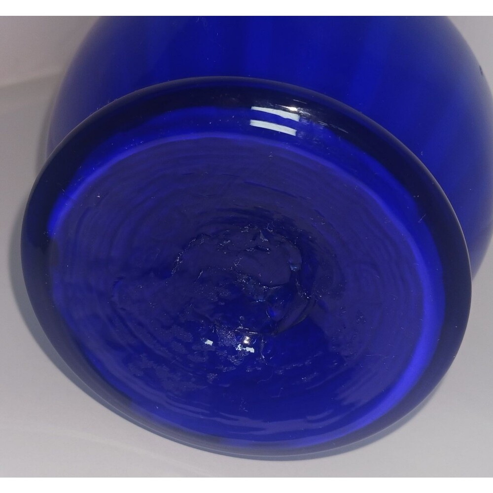 Venitian Style Art Glass Cobalt Blue Stretched Hand Blown Pontil Mark Bud Vase - Picture 6 of 11